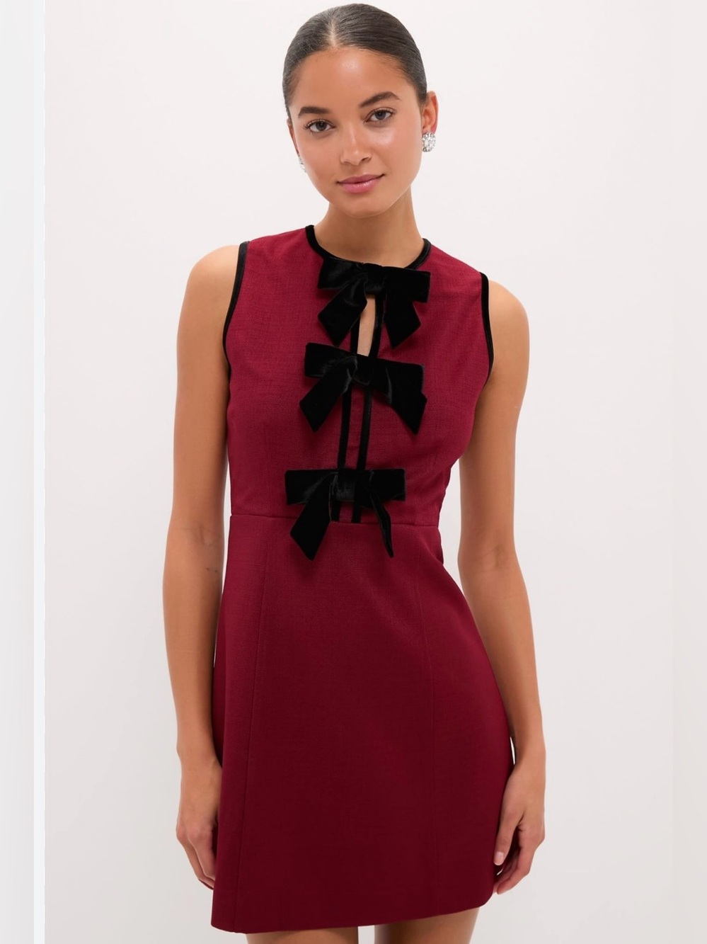 NWT Hyacinth House Cranberry Velvet Bow Jaclyn Mini Dress